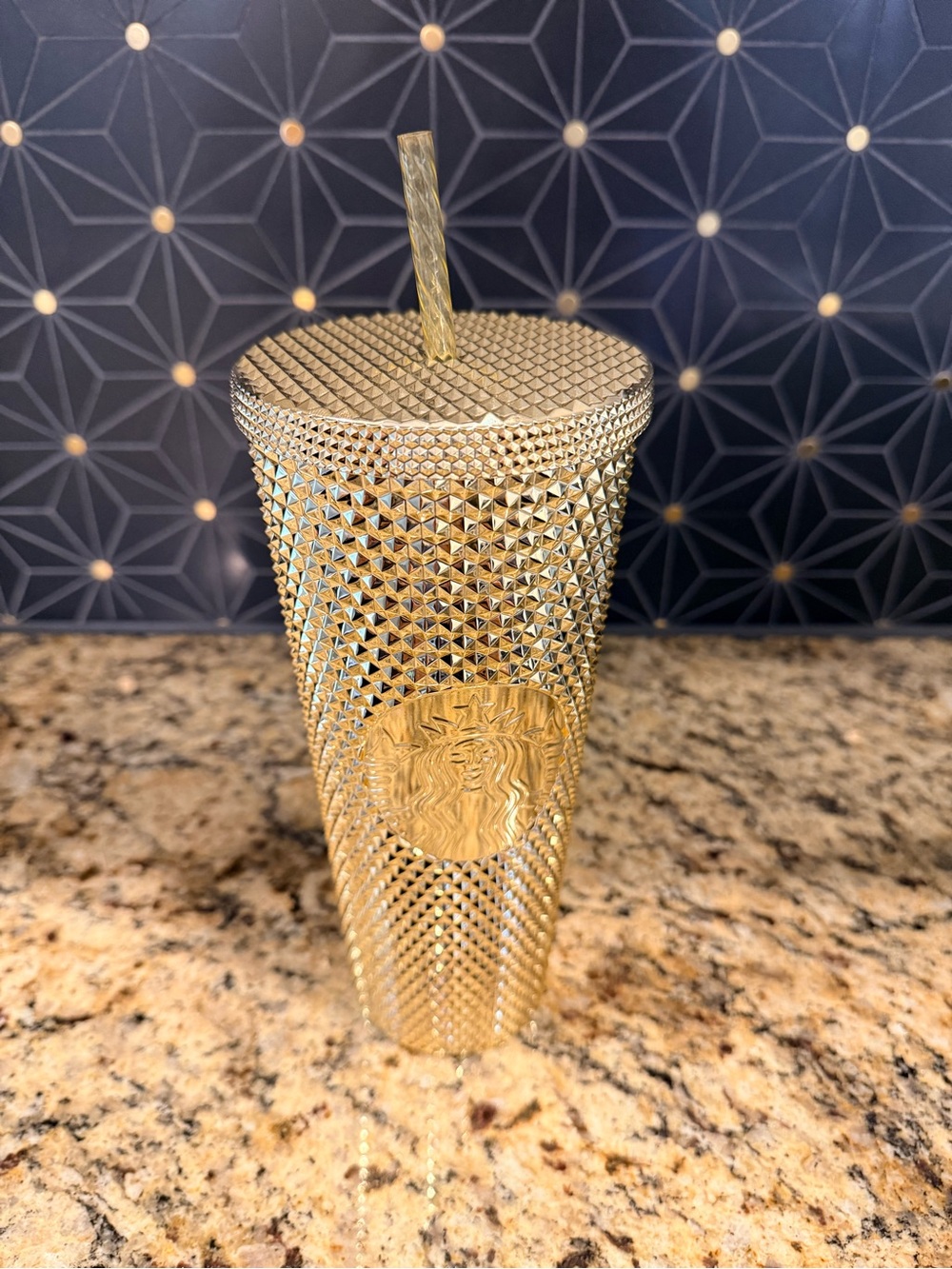 Starbucks Metallic Gold Studded Reusable Tumbler with Straw